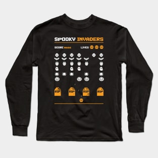 Spooky Invaders Retro Game Long Sleeve T-Shirt